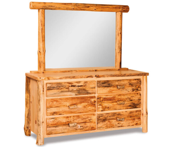 6 Drawer Dresser with Mirror - Rustic Pine