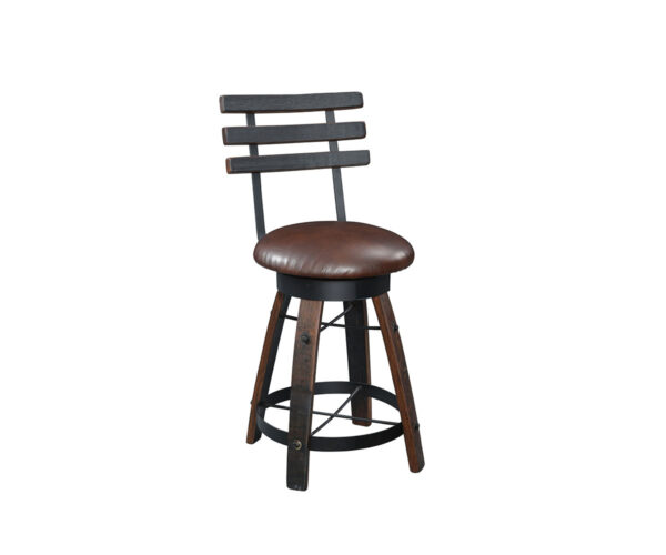 Deluxe Whiskey Barrel Barstool with Swivel